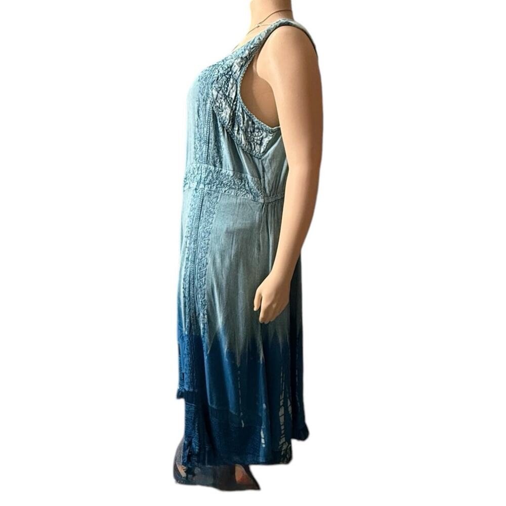 Seventh Avenue Boho Tank Summer Dress Size 3X in Teal Green - Picture 2 of 11